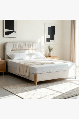 Polster-Doppelbett 180x200 mit Stauraum Eiche natur